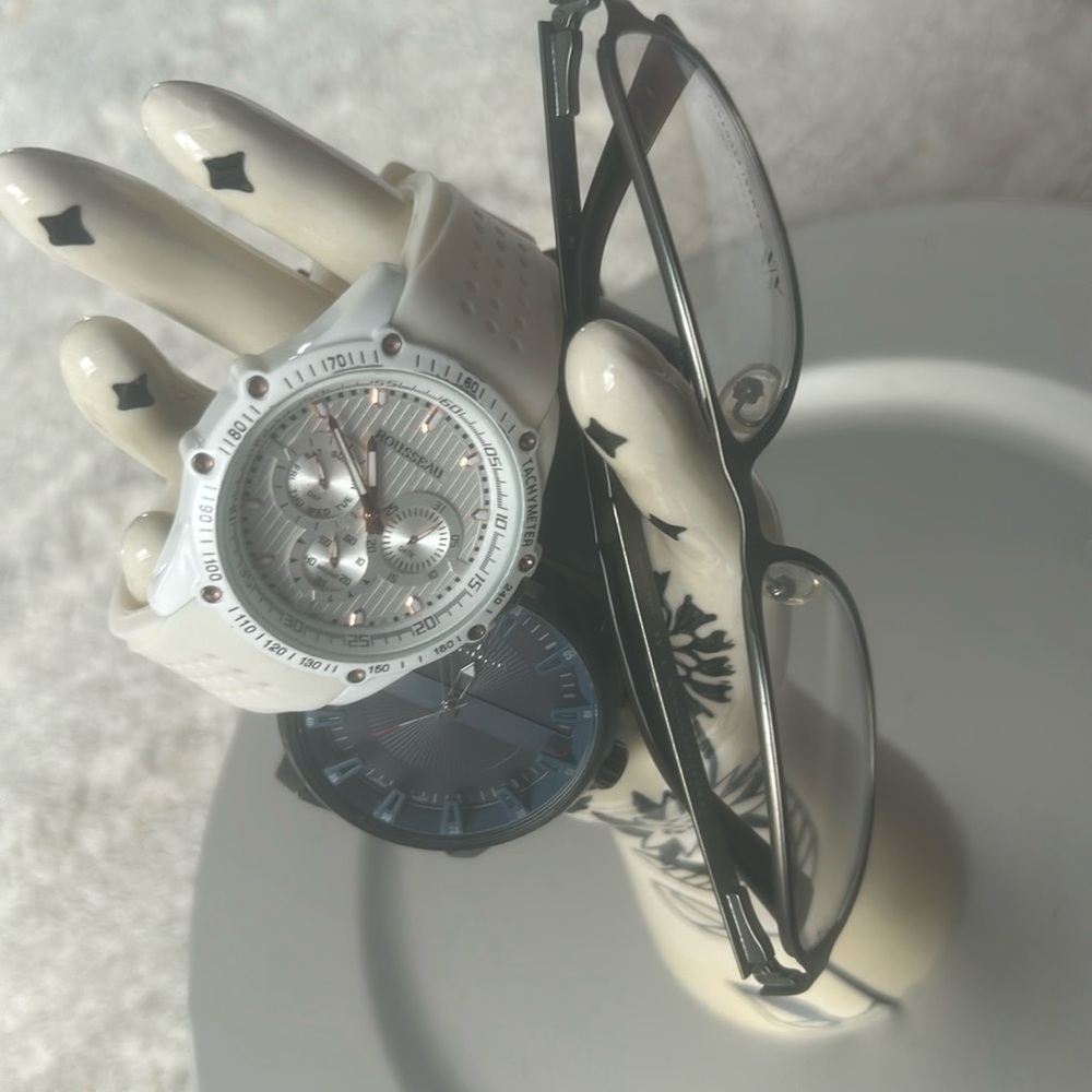 Lot of 3- Style Bundle! Including Armani Glasses, Blue Watch, White Watch.